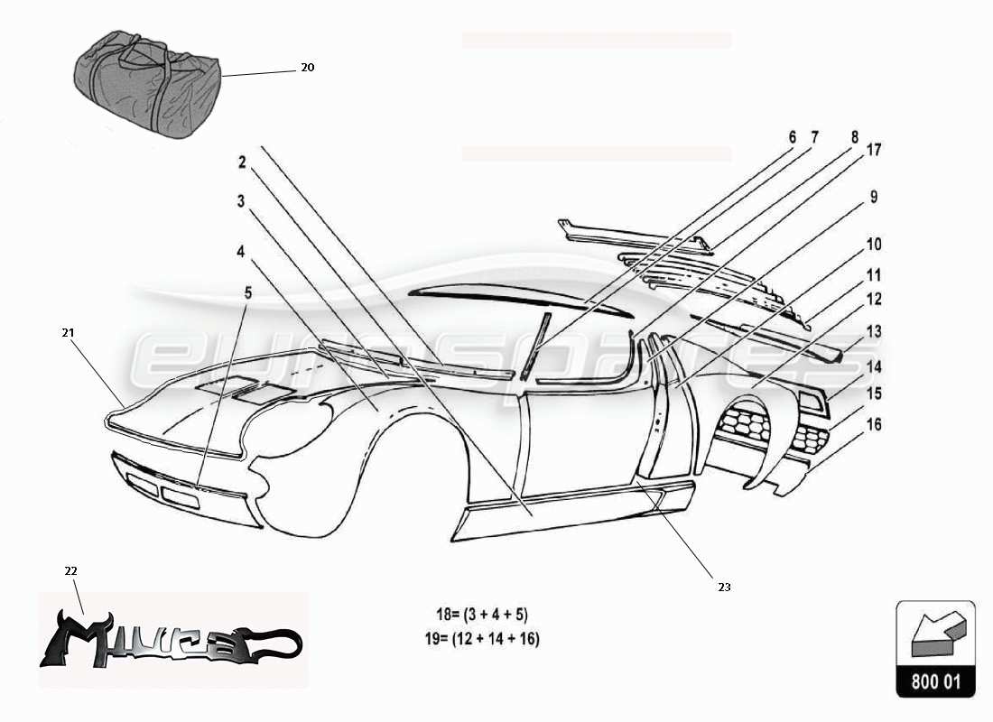 Lamborghini Miura P400 BODY Parts Diagram