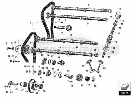 a part diagram from the Lamborghini Miura parts catalogue