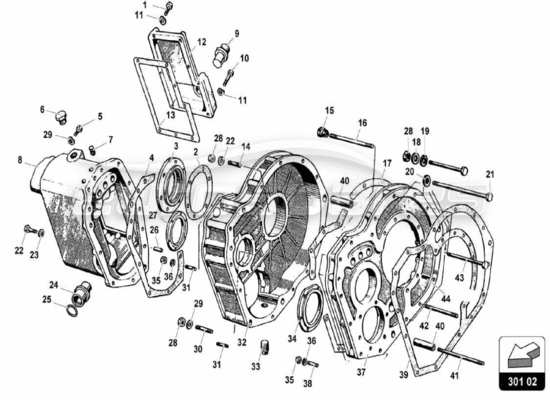 a part diagram from the Lamborghini Miura parts catalogue