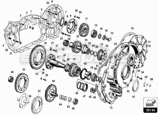 a part diagram from the Lamborghini Miura parts catalogue