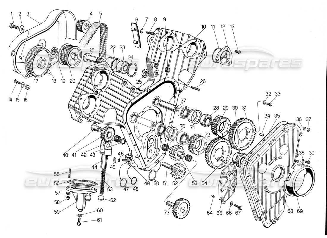 Lamborghini Urraco P300 Timing Gears Parts Diagram
