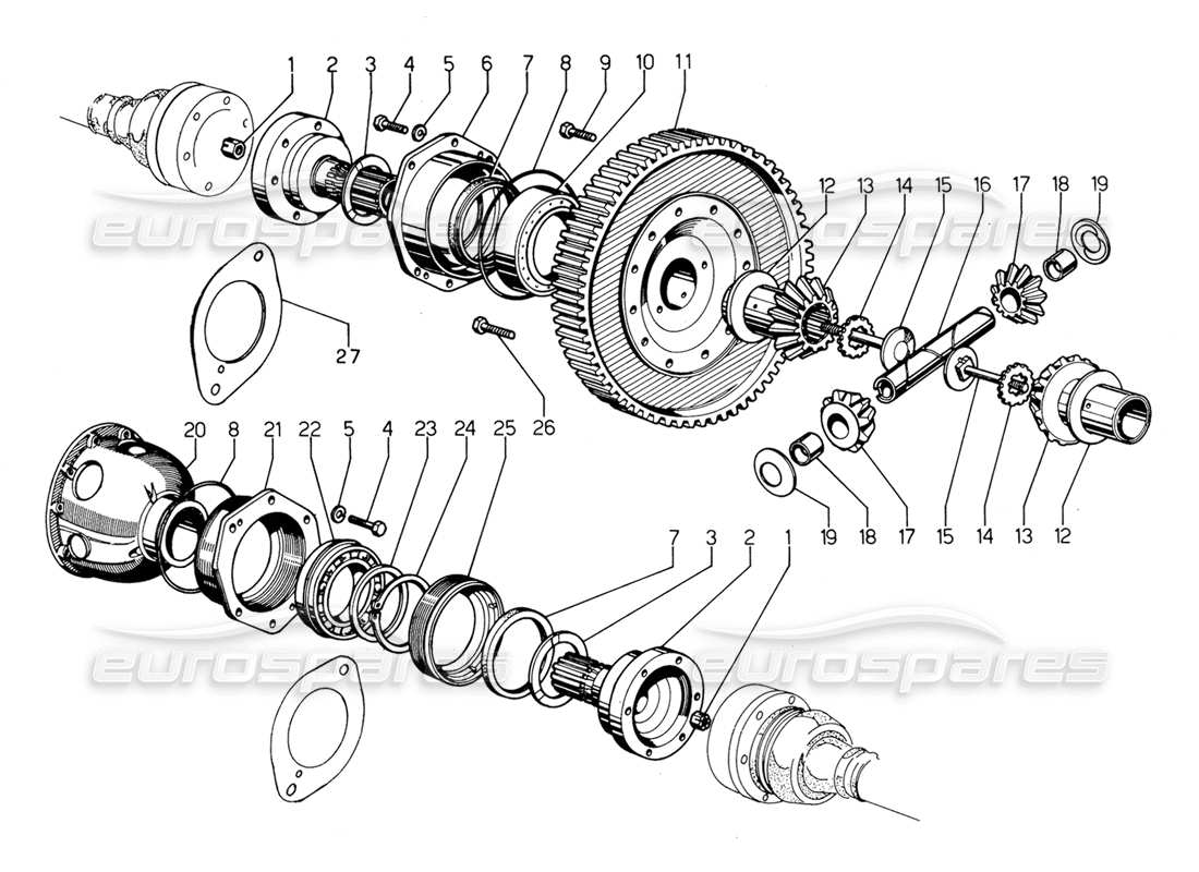 Lamborghini Urraco P300 DIFFERENTIAL Parts Diagram