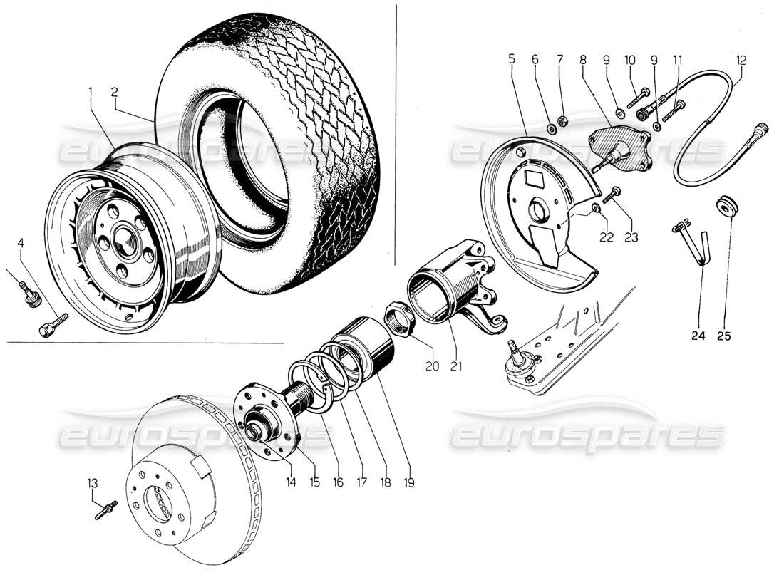 Lamborghini Urraco P300 Front Suspension Parts Diagram