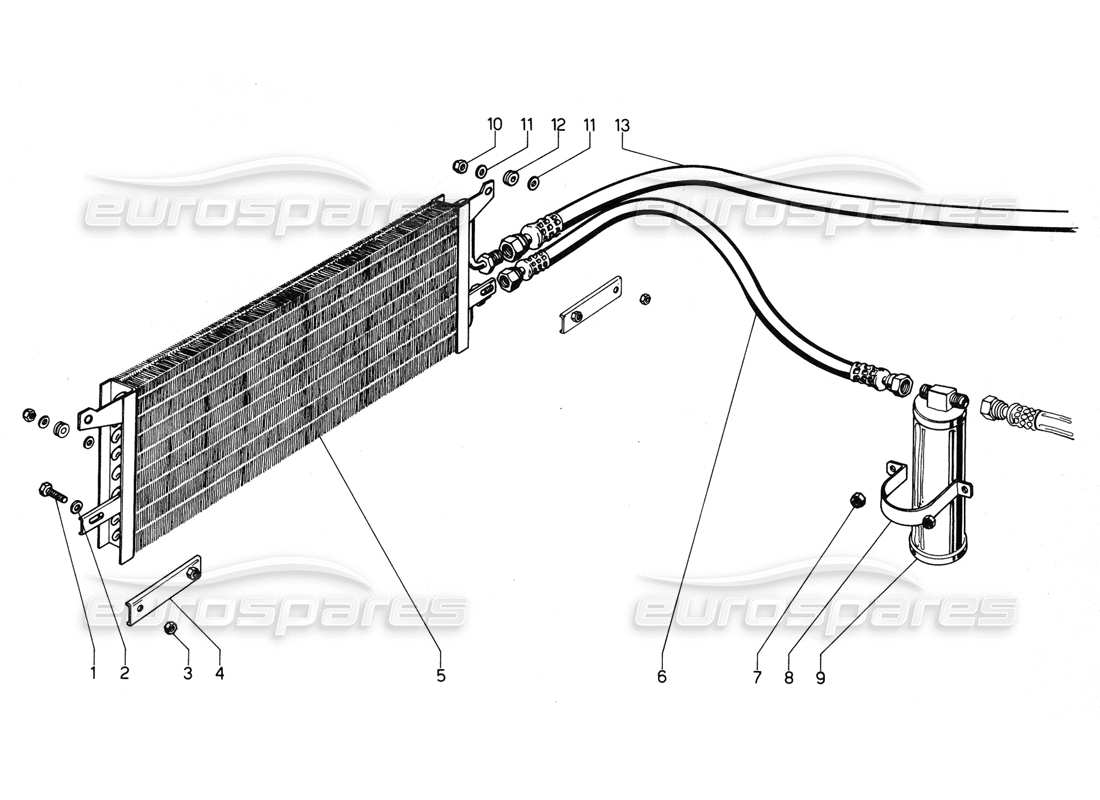 Lamborghini Urraco P300 Air Conditioning Parts Diagram