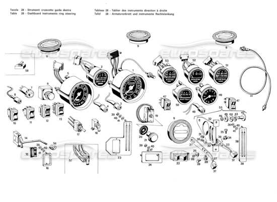 a part diagram from the Maserati Merak parts catalogue