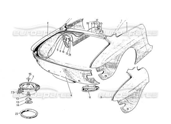 a part diagram from the Ferrari 330 and 365 parts catalogue