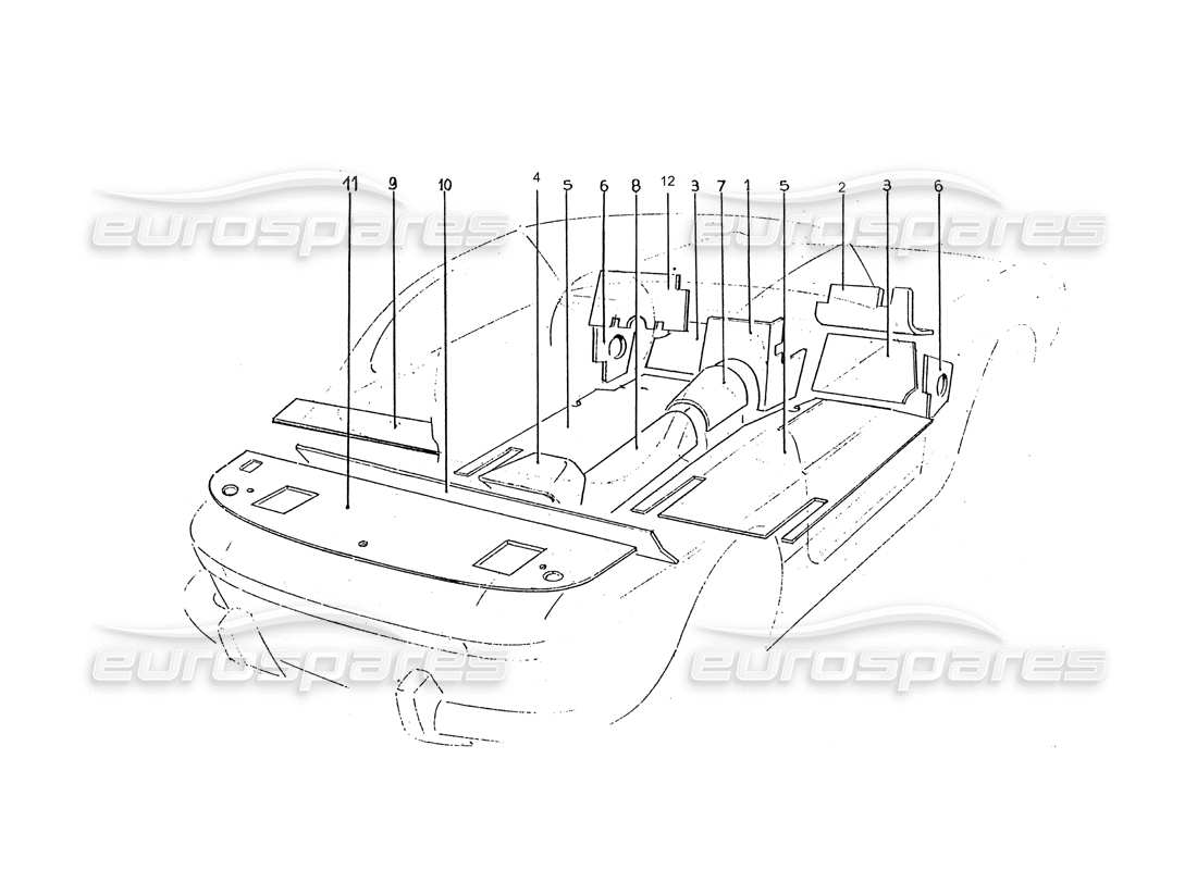 Ferrari 330 GTC / 365 GTC (Coachwork) Inner under carpets (Isolanti) Parts Diagram