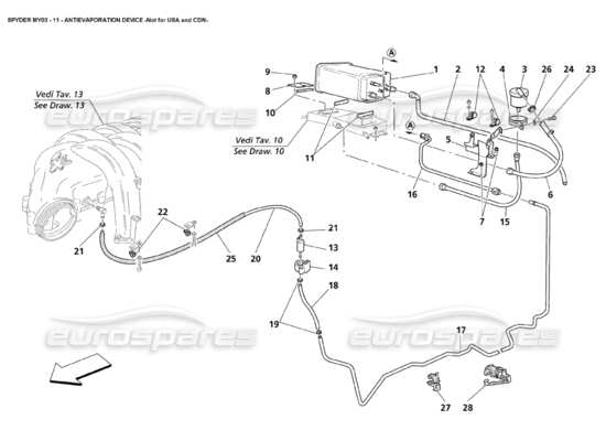 a part diagram from the Maserati 4200 parts catalogue