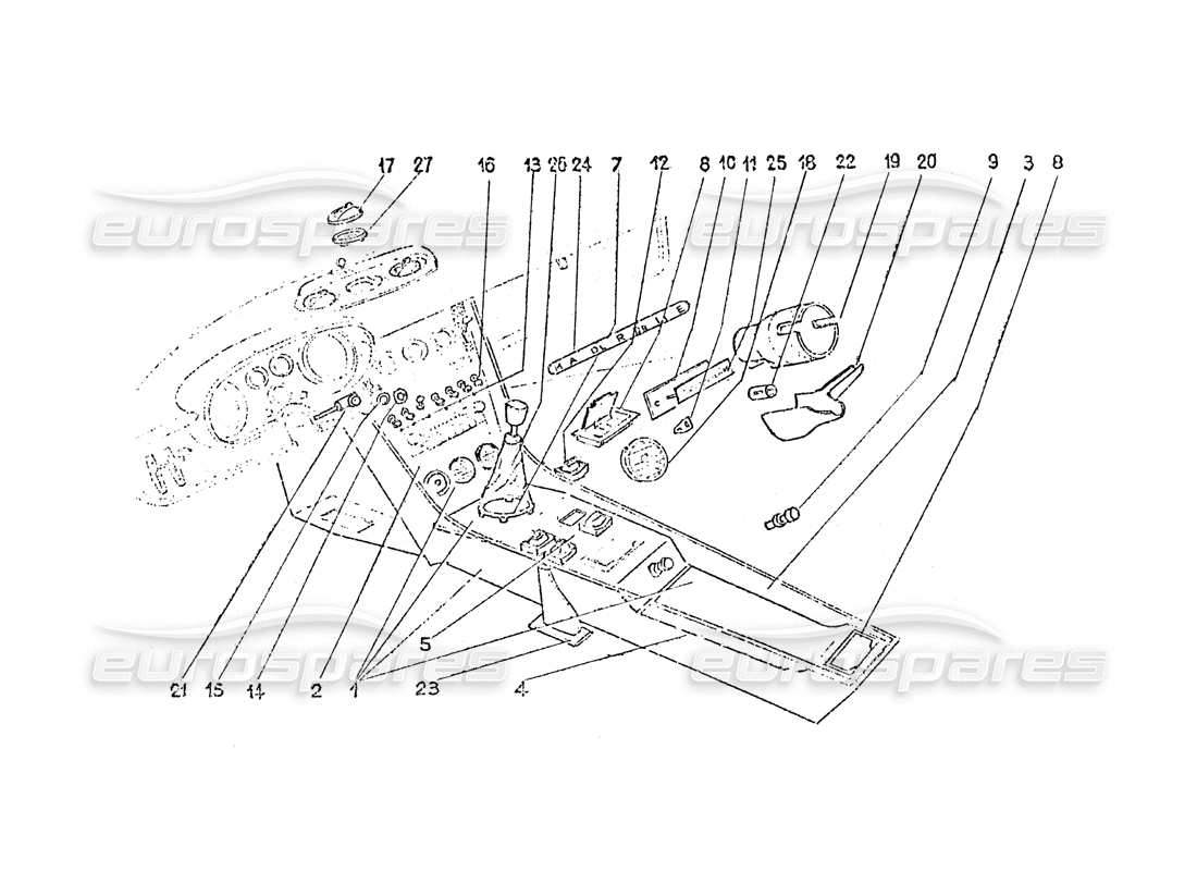 Ferrari 365 GT 2+2 (Coachwork) Interior switches - Air vents & Trim Parts Diagram