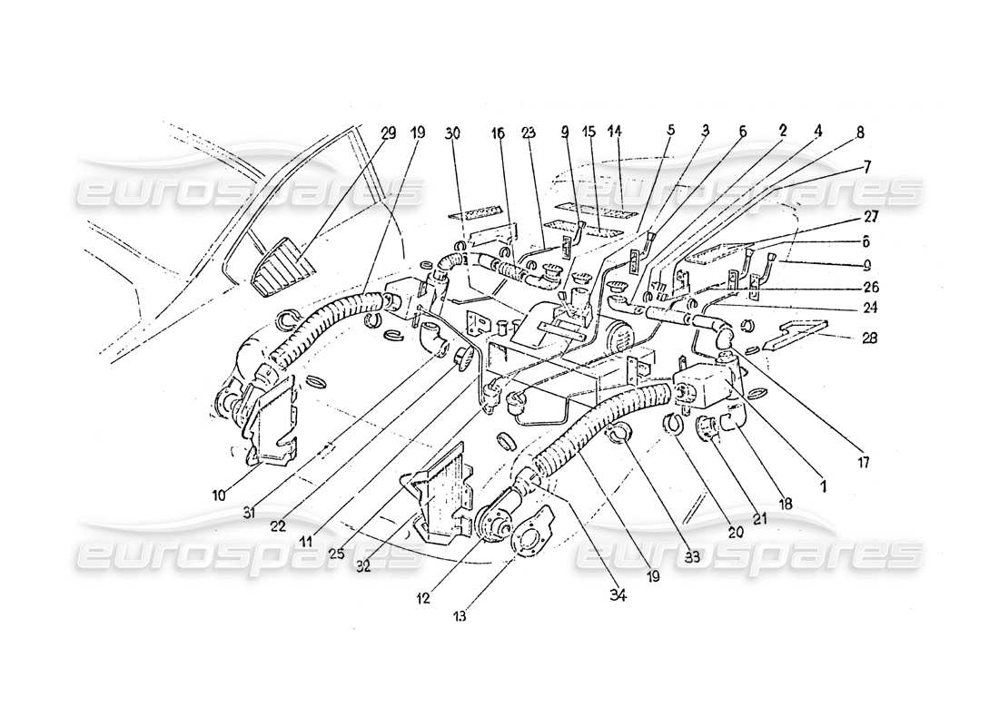 Ferrari 365 GT 2+2 (Coachwork) Heater matrix & Ventilation Part Diagram