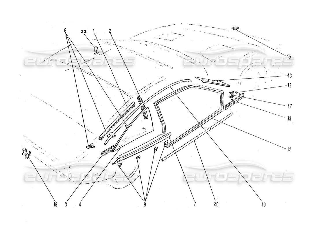 Ferrari 365 GTC4 (Coachwork) External Finishings & Outer Trims Parts Diagram