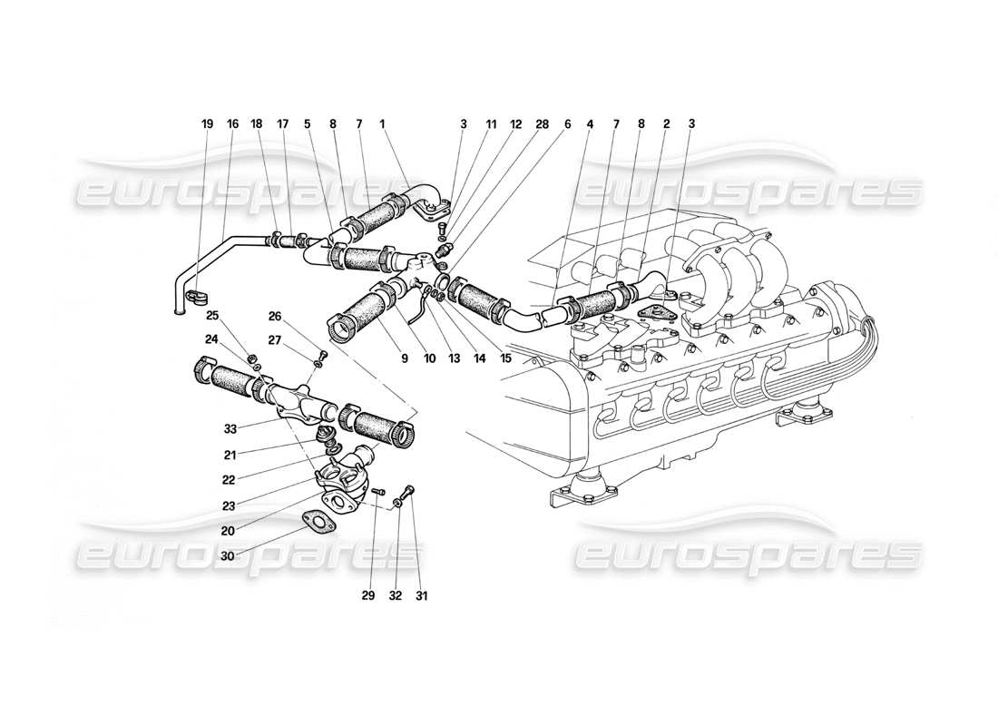 Ferrari Testarossa (1987) engine cooling Parts Diagram