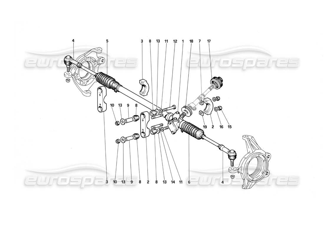 Ferrari Testarossa (1987) Steering Box and Linkage Parts Diagram