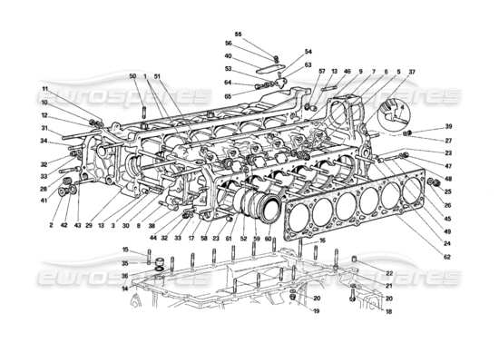 a part diagram from the Ferrari Testarossa parts catalogue