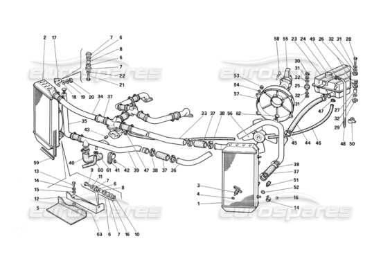 a part diagram from the Ferrari Testarossa parts catalogue