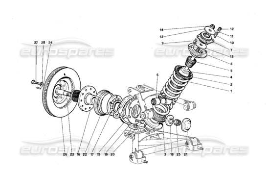 a part diagram from the Ferrari Testarossa parts catalogue