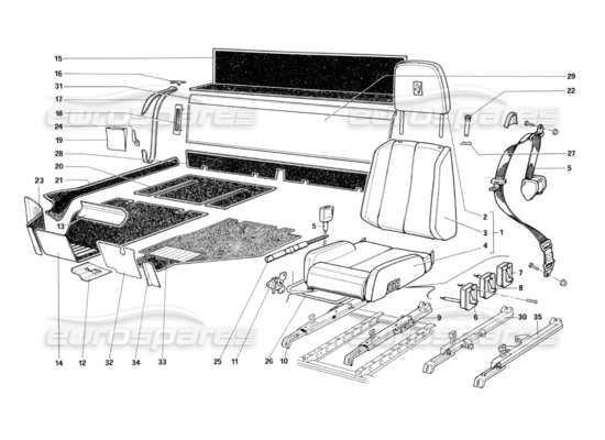 a part diagram from the Ferrari Testarossa parts catalogue