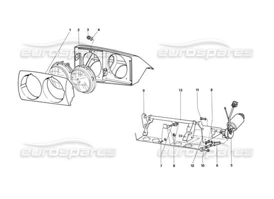 a part diagram from the Ferrari Testarossa parts catalogue