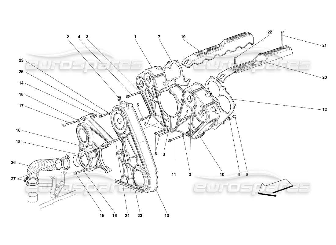 Ferrari 456 GT/GTA engine covers Parts Diagram