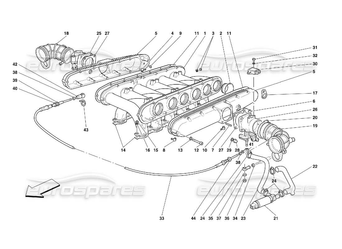 Ferrari 456 GT/GTA Air Intake Manifolds Parts Diagram