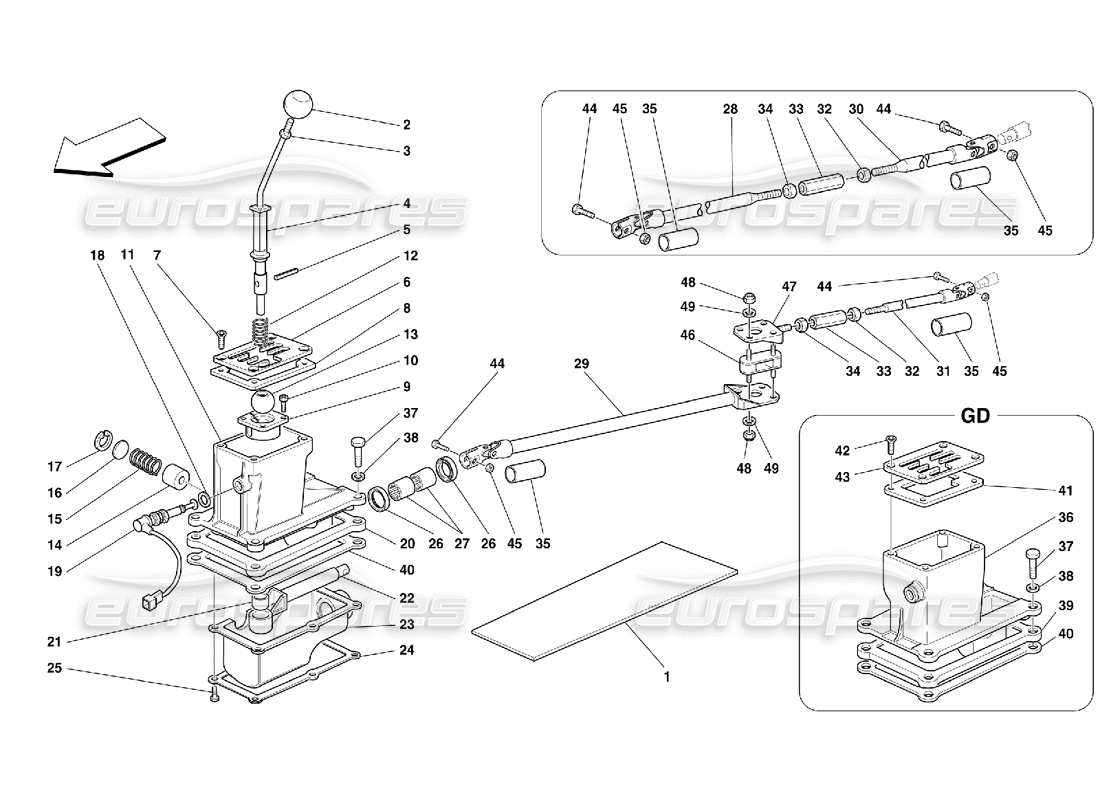 Ferrari 456 GT/GTA Outside Gearbox Controls -Not for 456 GTA Parts Diagram