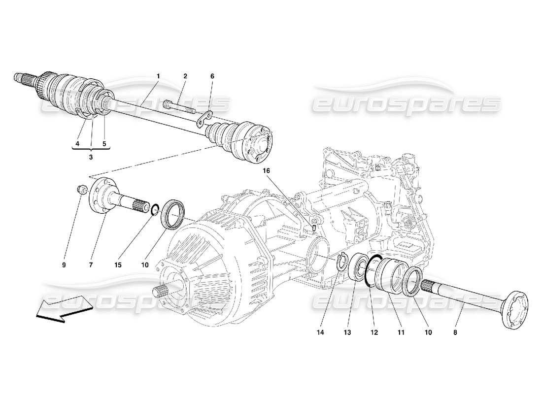 Ferrari 456 GT/GTA Flanges and Axle Shaft -Valid for 456 GTA Parts Diagram