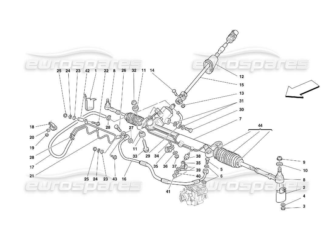 Ferrari 456 GT/GTA Hydraulic Steering Box and Serpentine -Valid for GD Parts Diagram