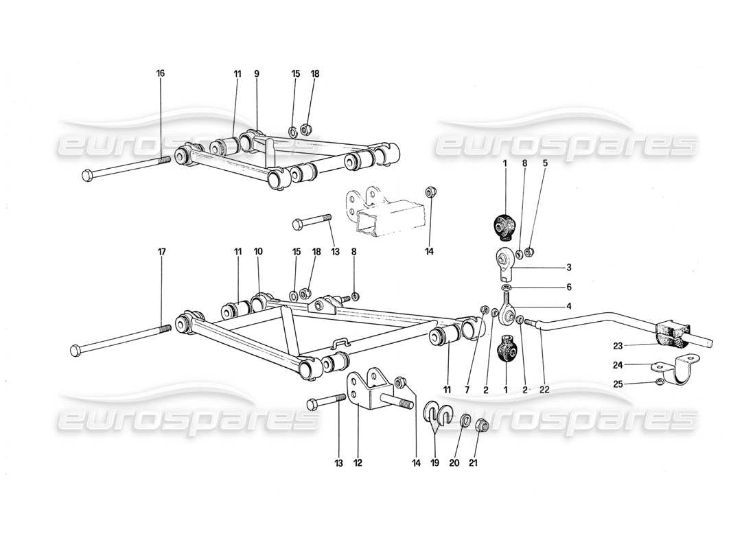 Ferrari 288 GTO Rear Suspension - Wishbones Parts Diagram