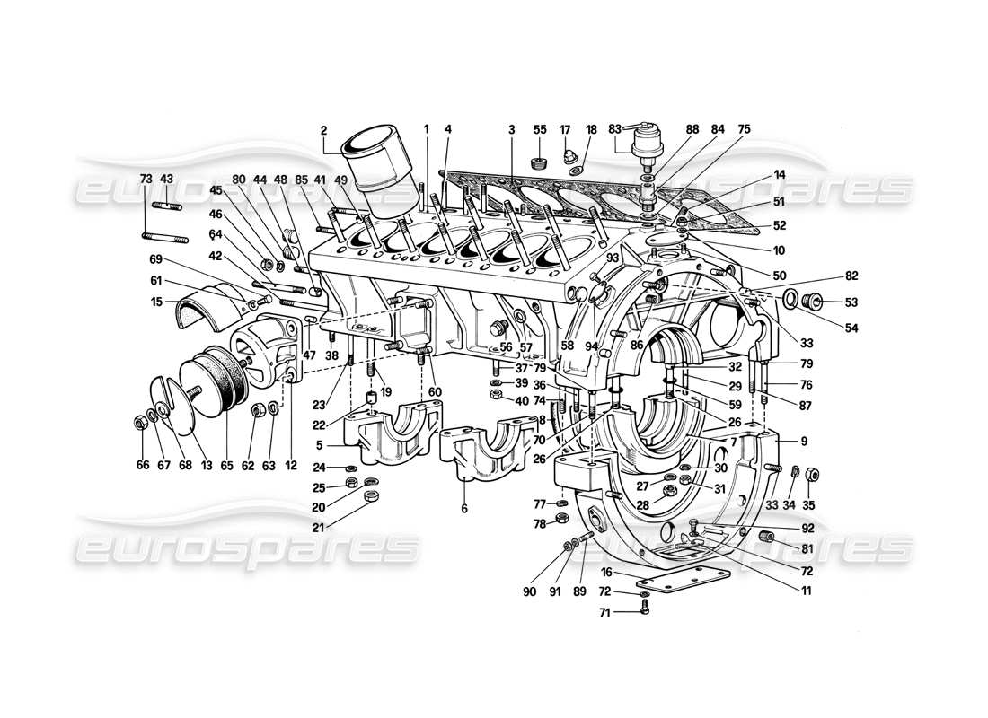 Ferrari 412 (Mechanical) crankcase Parts Diagram