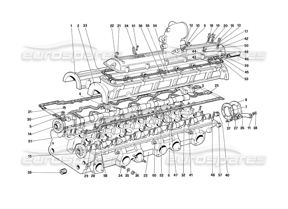 Ferrari 412 (Mechanical) Cylinder Head (Left) Parts Diagram