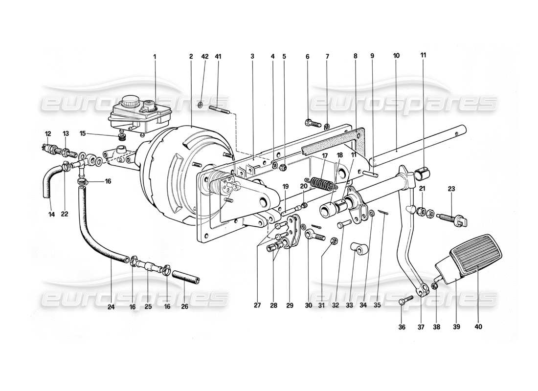 Ferrari 412 (Mechanical) Brakes Hydraulic Control - 412 A. LHD Parts Diagram