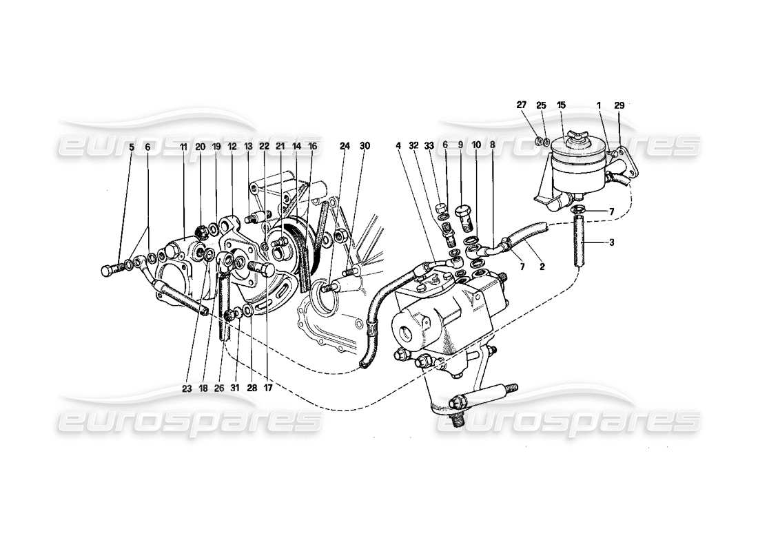 Ferrari 412 (Mechanical) Hydraulic Steering System Parts Diagram