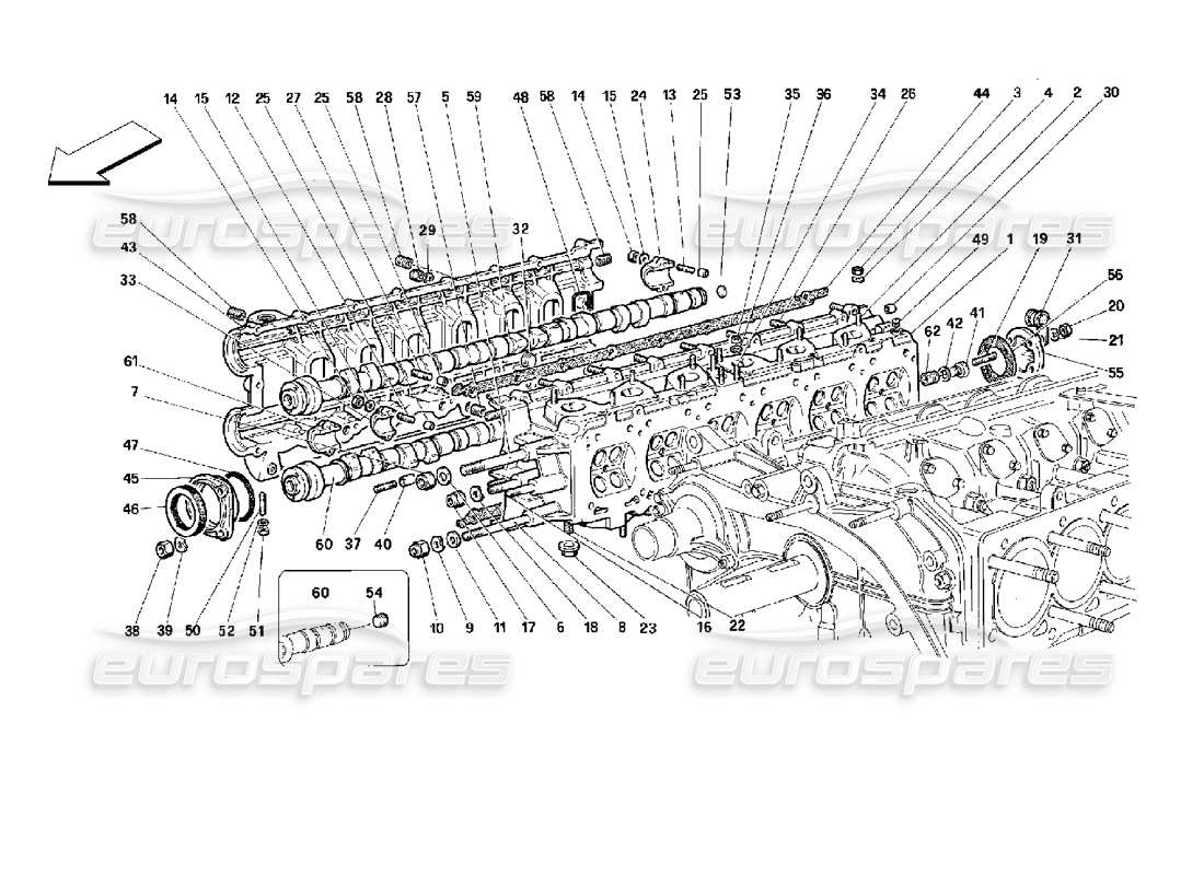 Ferrari 512 TR right cylinder head Parts Diagram
