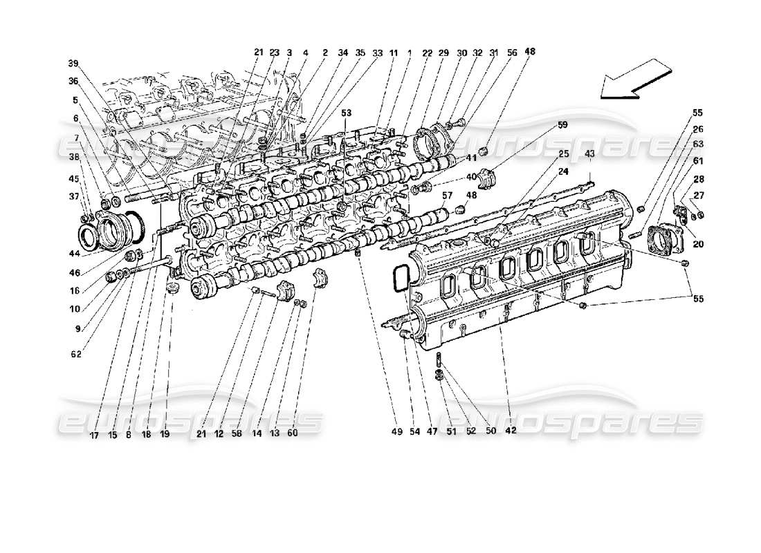 Ferrari 512 TR left cylinder head Parts Diagram