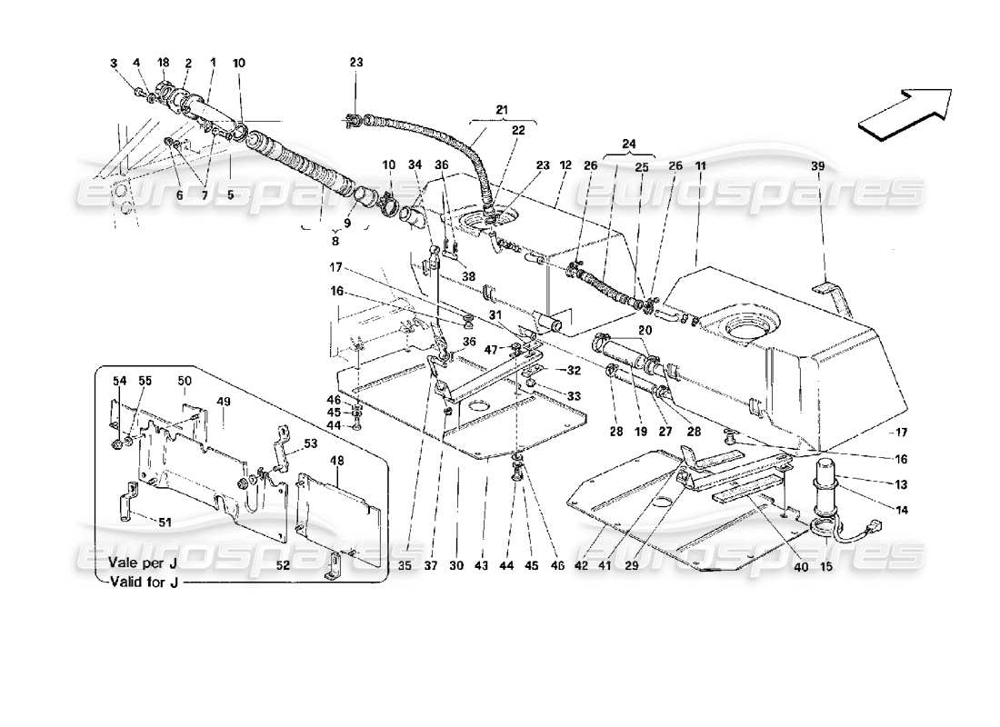 Ferrari 512 TR Fuel Tanks Parts Diagram