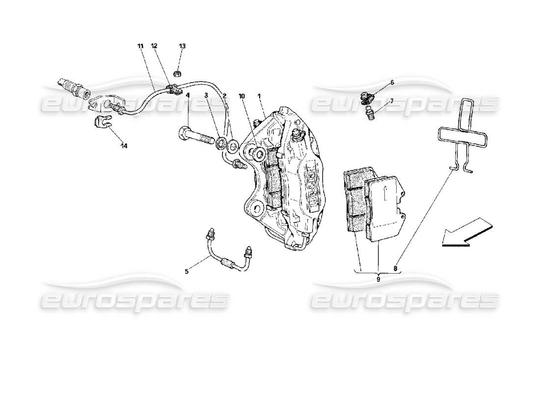 Ferrari 512 TR Rear Brakes Calipers Parts Diagram