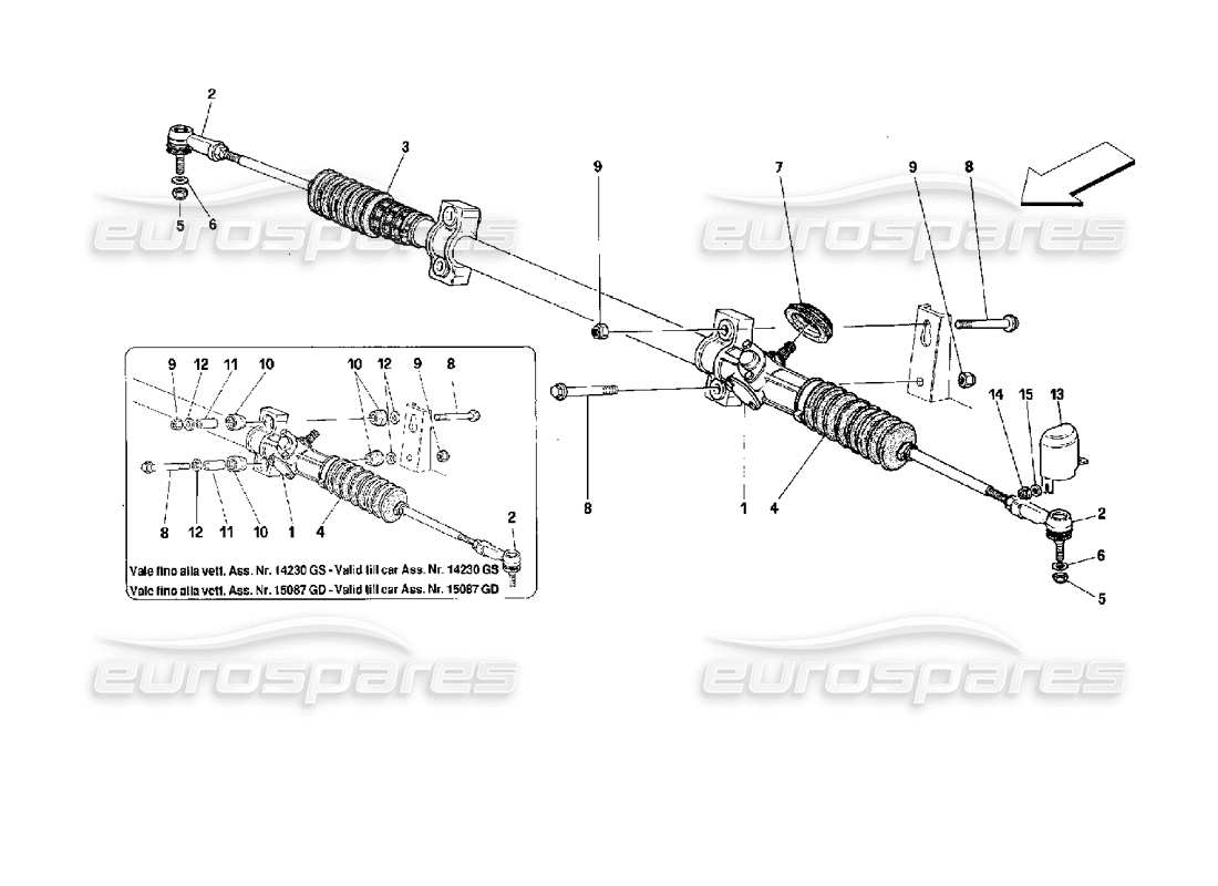 Ferrari 512 TR Steering Box and Linkage Parts Diagram