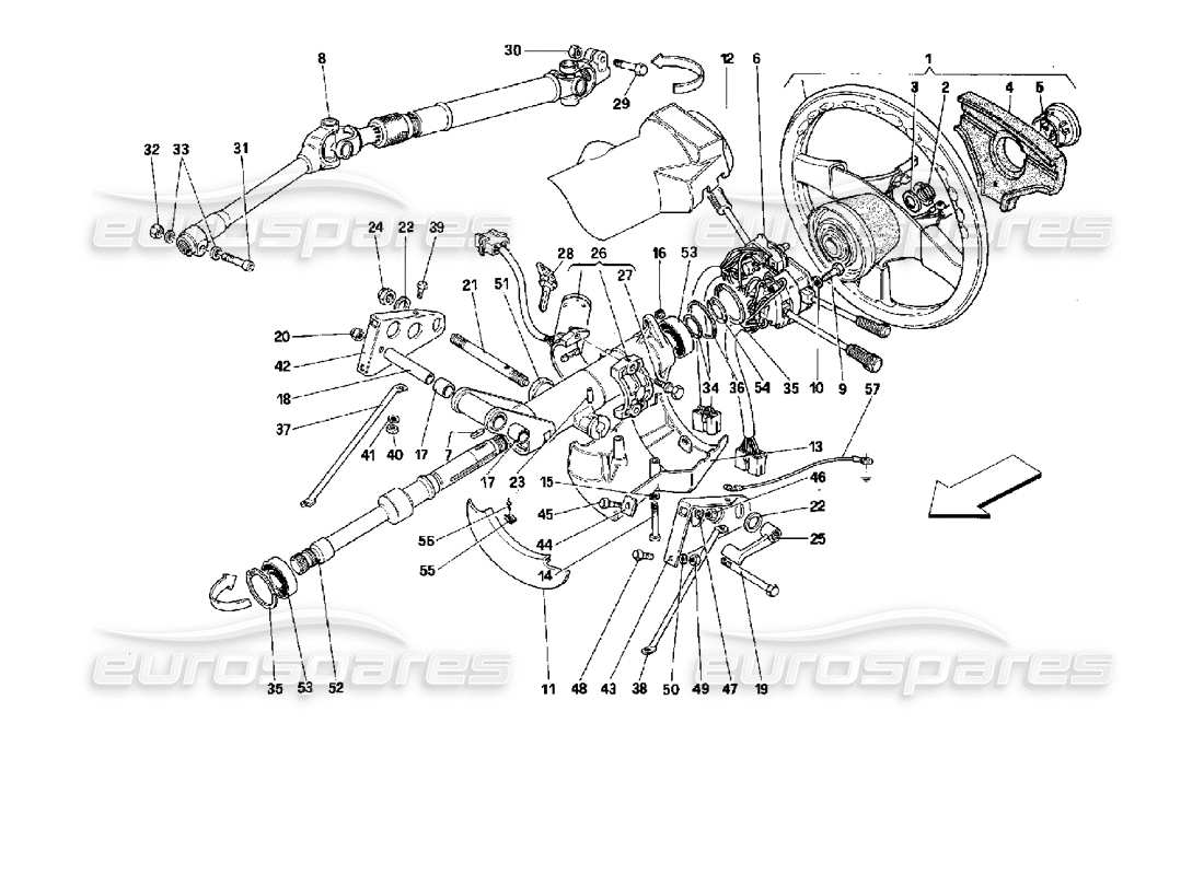 Ferrari 512 TR Steering Column Parts Diagram