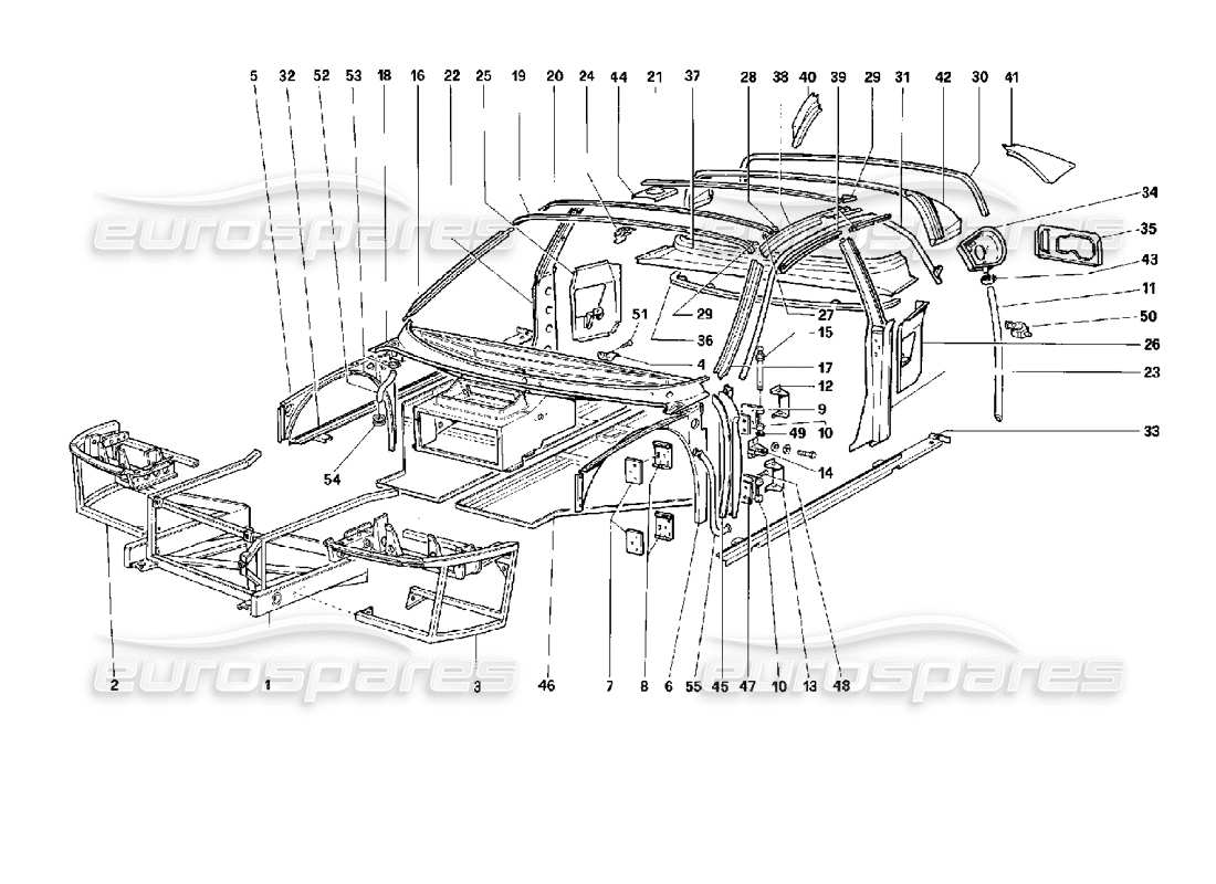 Ferrari 512 TR Body - Internal Components Parts Diagram
