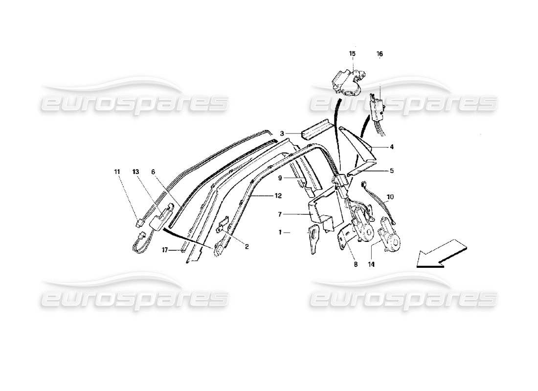 Ferrari 512 TR Passive Safety Belts System -Valid for USA- Parts Diagram