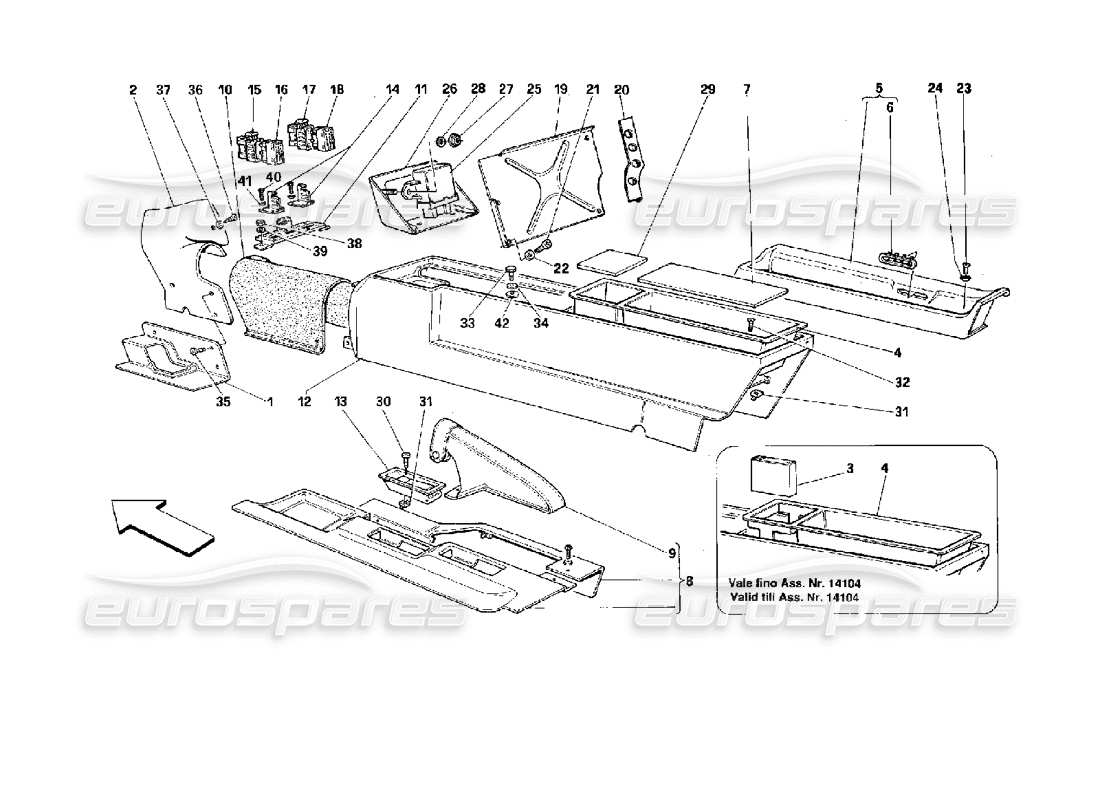 Ferrari 512 TR Central Tunnel -Not for USA- Parts Diagram