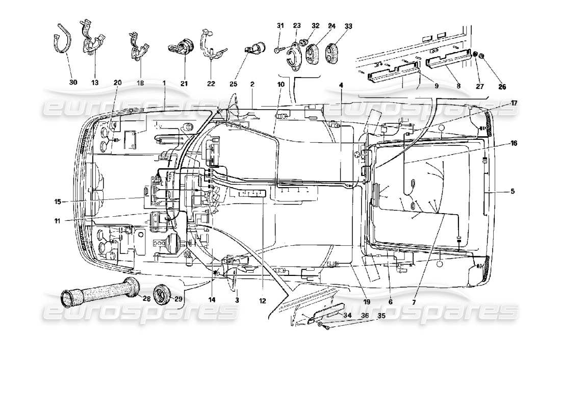 Ferrari 512 TR Electric System Parts Diagram