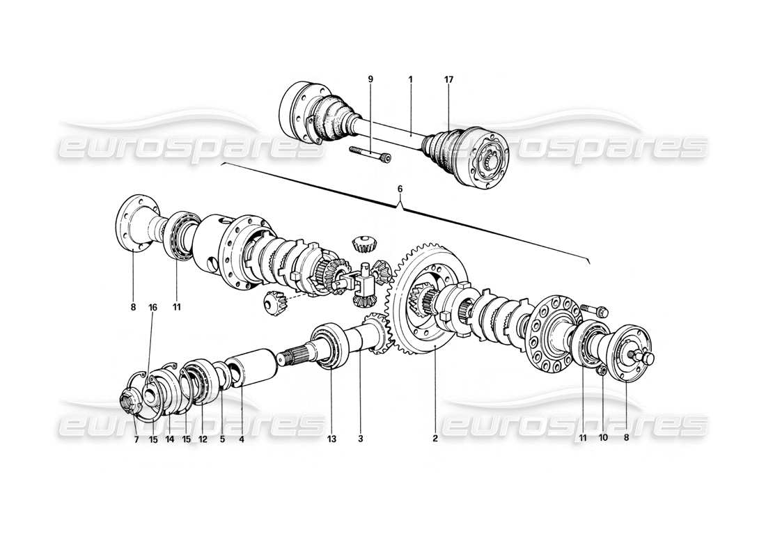 Ferrari 400 GT (Mechanical) Differential & Axle Shafts Parts Diagram