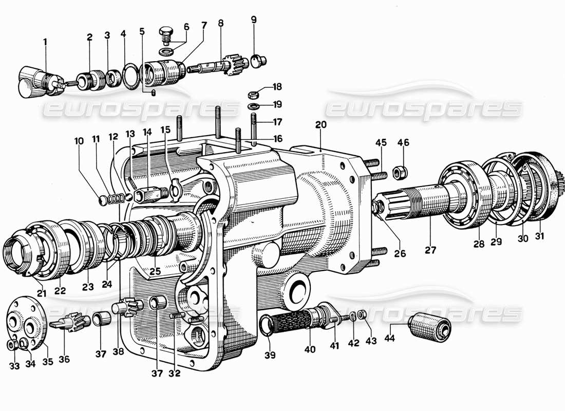 Ferrari 365 GT 2+2 (Mechanical) Rear Gear Box Housing Parts Diagram