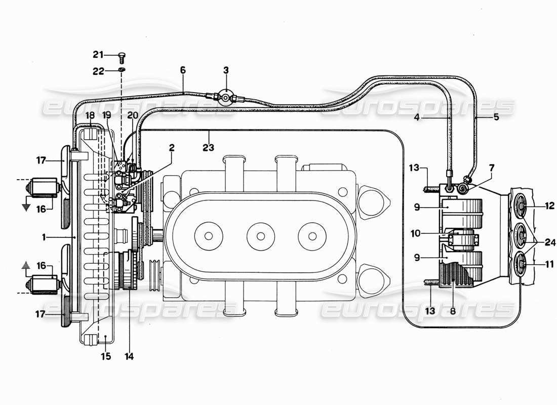 Ferrari 365 GT 2+2 (Mechanical) Air Conditioning Layout Scheme Parts Diagram