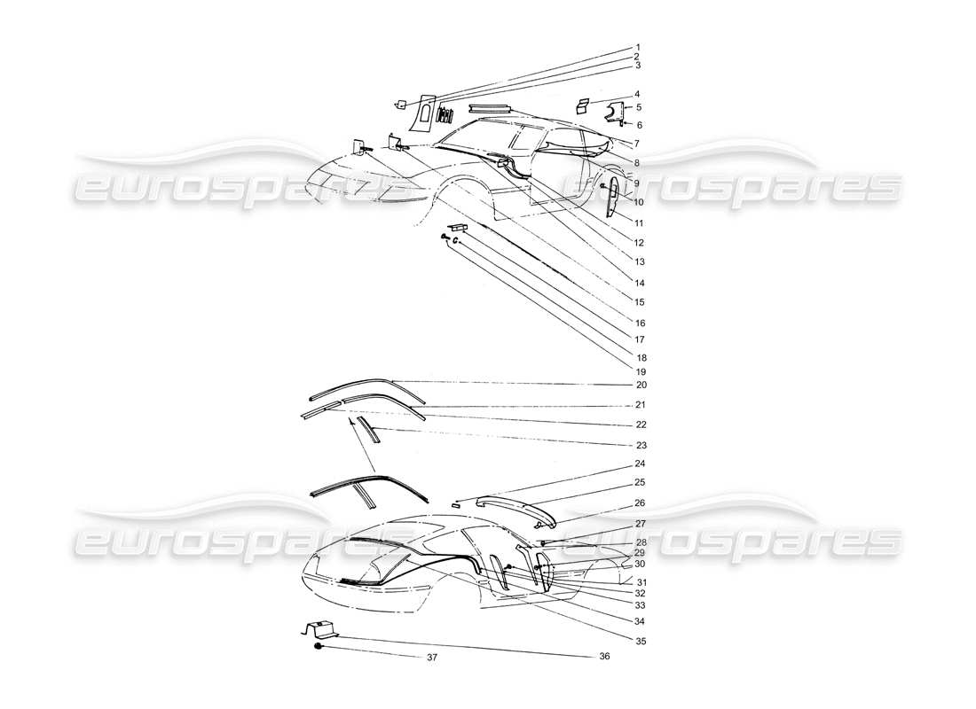 Ferrari 365 GTB4 Daytona (Coachwork) Sheilds & Coverings Parts Diagram