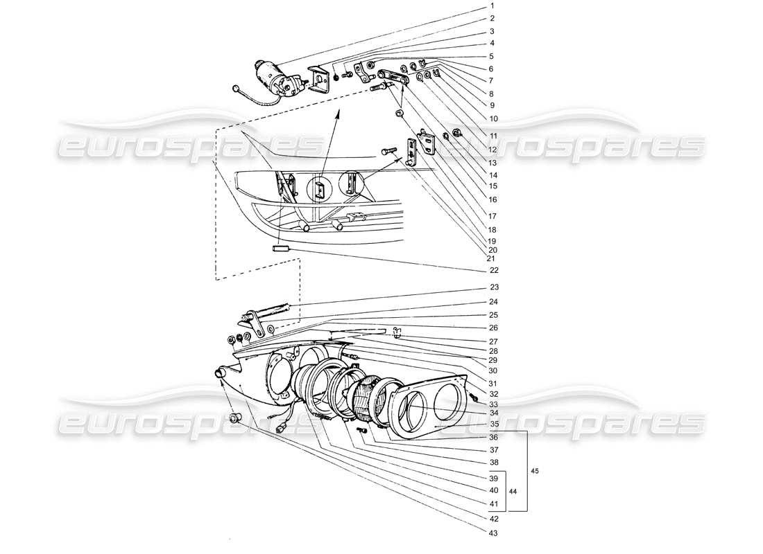 Ferrari 365 GTB4 Daytona (Coachwork) Front head lights & Motor Parts Diagram