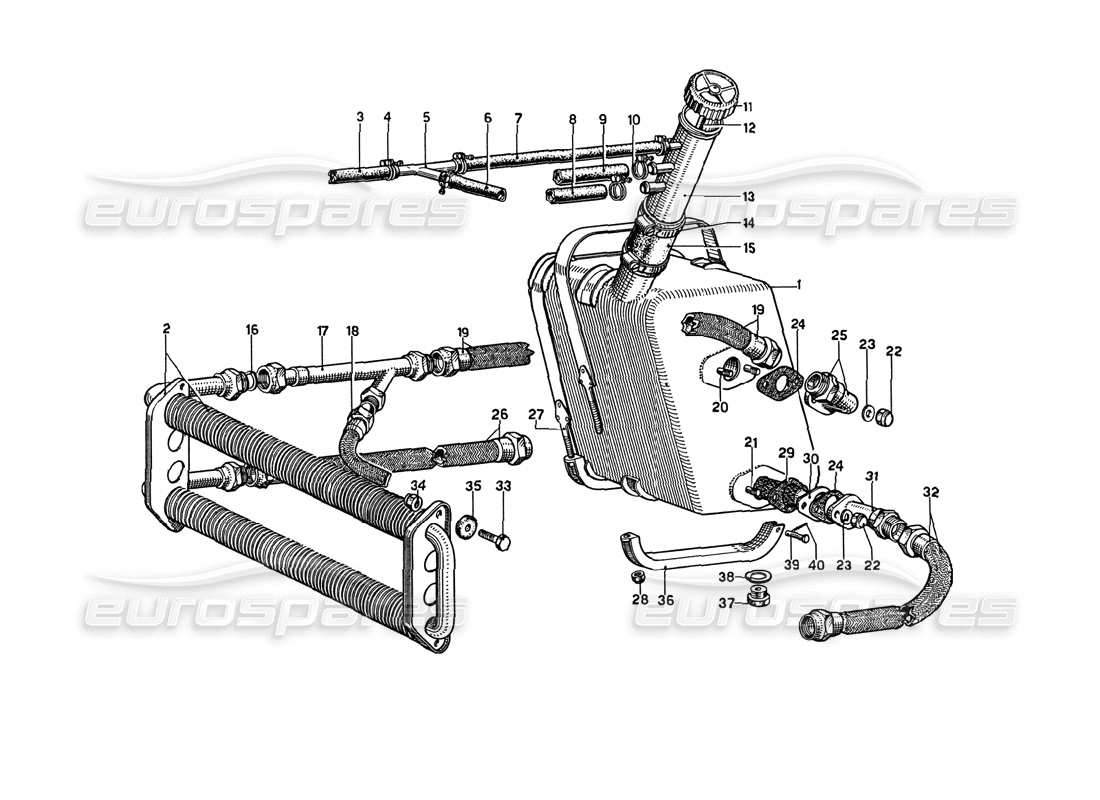 Ferrari 275 GTB4 Oil Reservoir and Pipes Parts Diagram