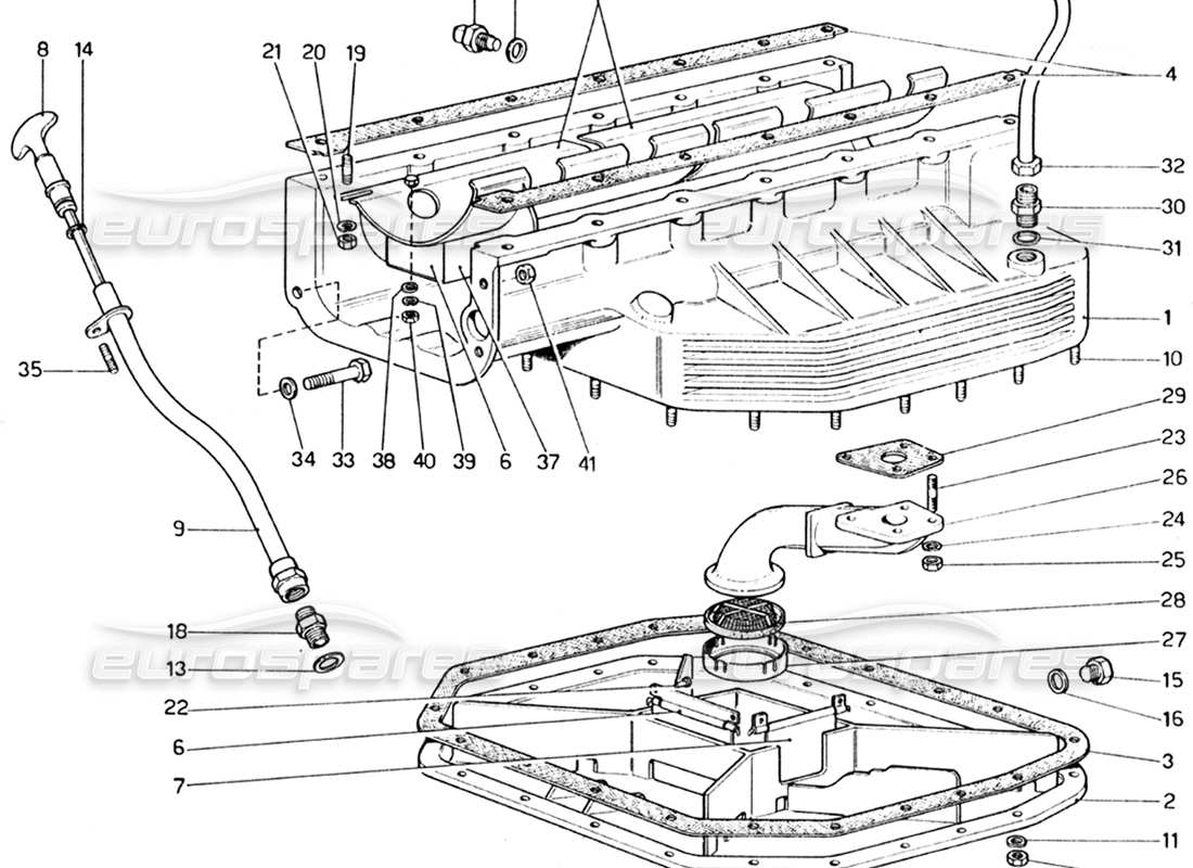 Ferrari 365 GT4 2+2 (1973) oil sump Parts Diagram