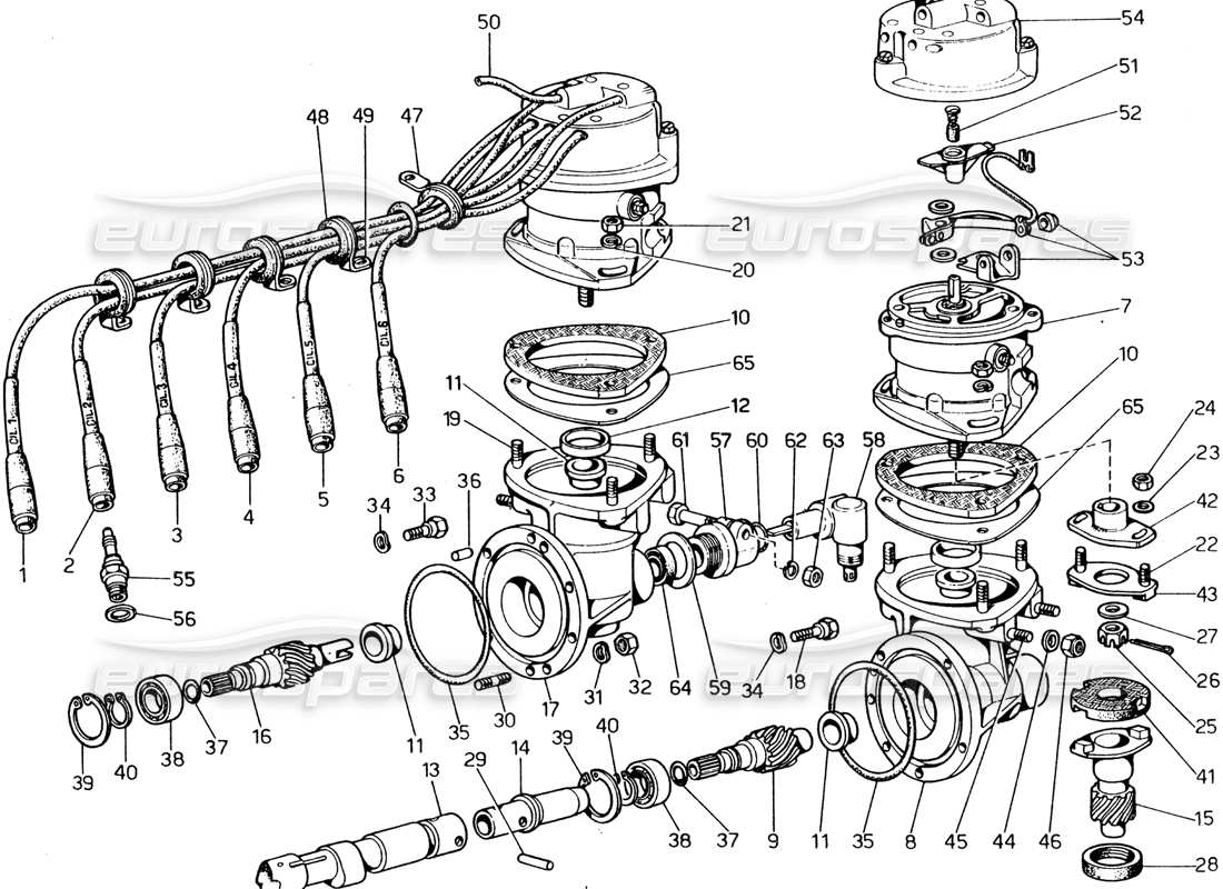 Ferrari 365 GT4 2+2 (1973) engine ignition Parts Diagram